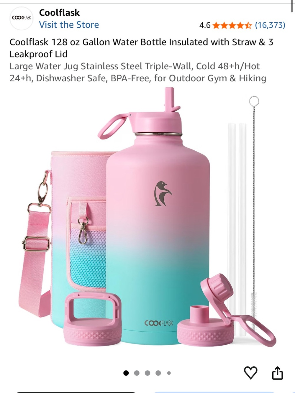 Pink to Teal Ombre Insulated Water Jug - 128 oz